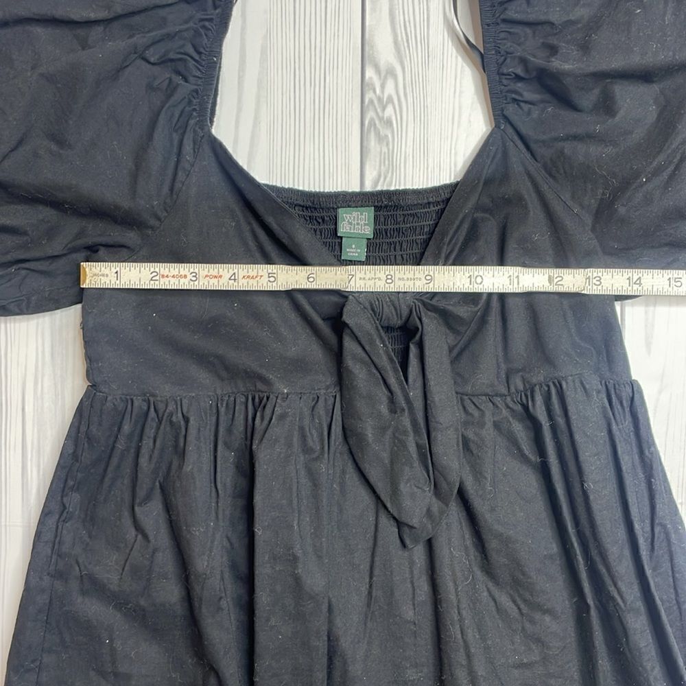 Wild fable Black Puff Sleeve Mini Dress Tie front Size small - Picture 7 of 10